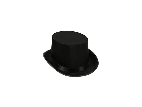 Kapelusz cylinder atłasowy czarny - 1 szt.