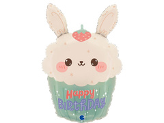 Balon foliowy Bunny Cupcake - 38x59 cm - 1 szt.