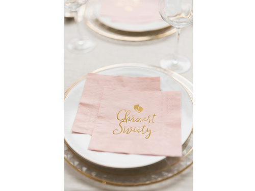 Serwetki Chrzest Święty różowe - 33 cm - 12 szt.