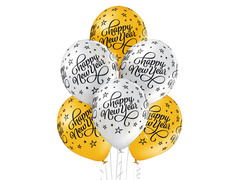 Balony lateksowe Happy New Year - 30 cm - 6 szt.