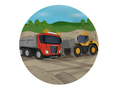 Talerzyki papierowe na urodziny Budowa - 23 cm - 8 szt.