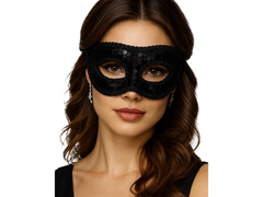 Cekinowa maska karnawałowa - czarna - 1 szt.