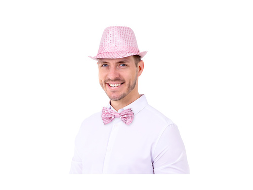 Mucha cekinowa różowa - 7 x 12 cm - 1 szt.