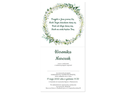 Zaproszenia personalizowane na I Komunię Świętą - 6 szt.