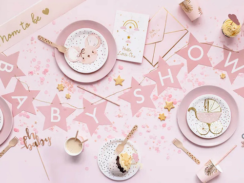 Baner Baby Shower gwiazdki jasnoróżowy - 290 cm - 1 szt.