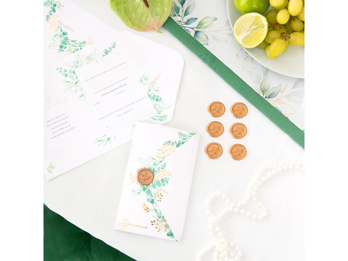 Zaproszenie na Komunię z eukaliptusem - 6 szt.