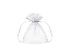 Woreczki z organzy dla gości - białe, gładkie - 7,5 x 10 cm - 10 szt.