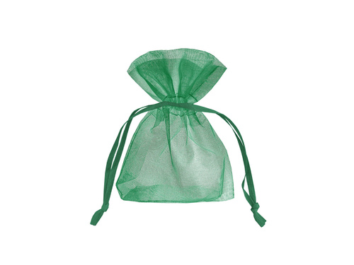 Woreczki z organzy dla gości - ciemnozielone - 9 x 7 cm - 10 szt.