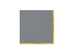 Serwetki papierowe szare ze złotym brzegiem - 33 cm - 10 szt.