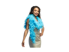 Szal BOA z piór - turkusowy - 180 cm