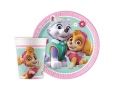 Zestaw kubeczki + talerzyki papierowe na urodziny Psi Patrol Skye i Everest - 16 szt.