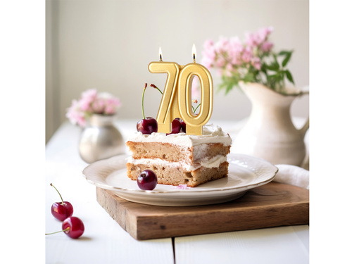 Świeczka na 70-tkę złota - 7,7 cm - 1 szt.