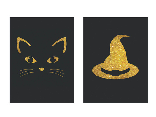 Etykiety na butelkę Czarownica i kot - 9 szt.