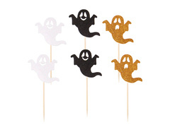 Pikery na babeczki Duszki na Halloween - 6 szt.