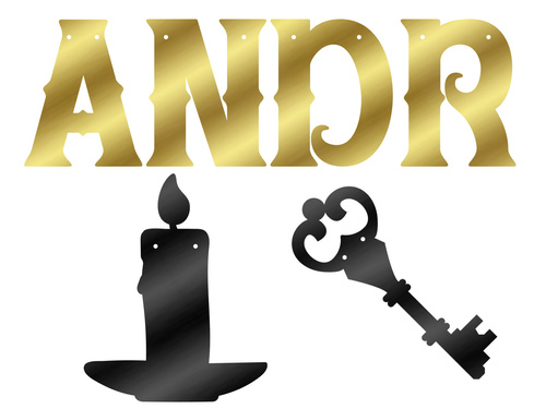 Baner Andrzejki Klucz i świeczka złoto-czarny - 500 cm - 1 szt.