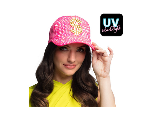 Czapka Dollar neonowa różowa UV