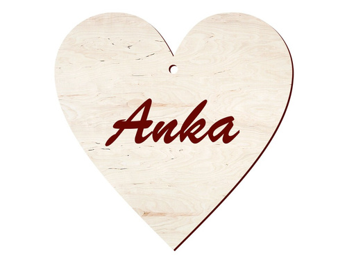Zawieszka drewniana serce z imieniem na walentynki - 10 cm - 1 szt.
