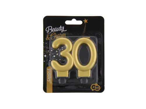 Świeczka na trzydziestkę metaliczna złota - 1 szt.