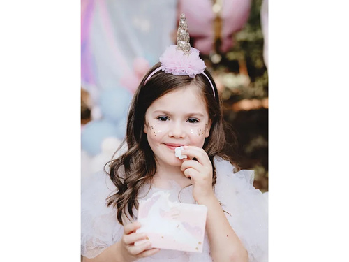 Opaska Jednorożec z falbanką różowa - 1 szt.