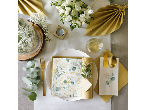 Kieszonki na sztućce z listkami - 40 cm - 25 szt.