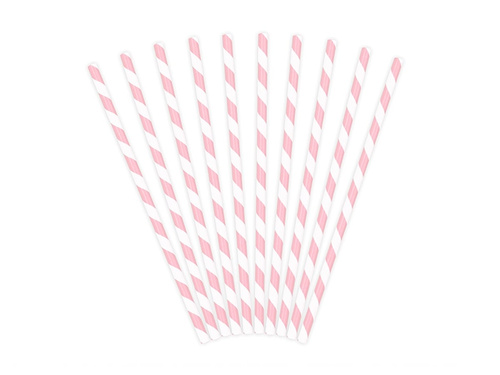 Słomki rurki biało-różowe - 10 szt.