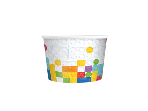 Kubeczki papierowe do lodów Klocki - 150 ml - 6 szt.