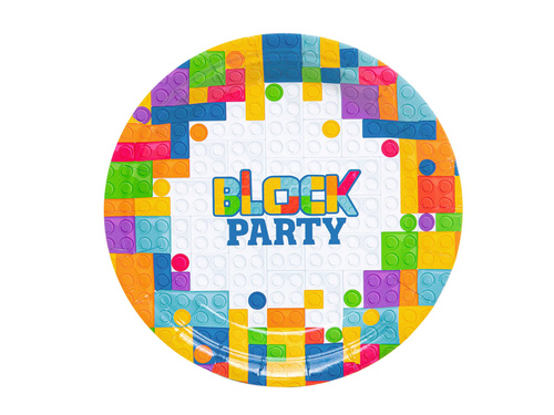 Zestaw kubeczki + serwetki + talerzyki papierowe Klocki - 22 szt.