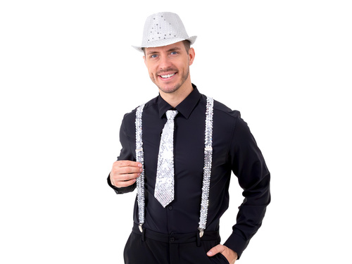 Szelki cekinowe - srebrne - 1 szt.