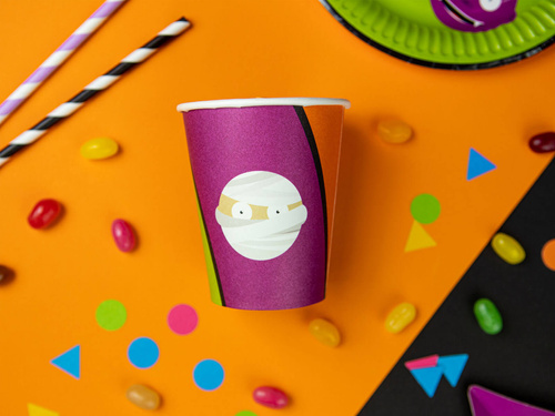 Kubeczki papierowe na Halloween Potworki - 250 ml - 6 szt.