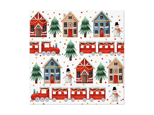 Serwetki bożonarodzeniowe Świąteczne Miasteczko - 33 cm - 20 szt.