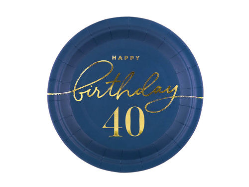 Zestaw kubeczki + serwetki + talerzyki papierowe na 40ste urodziny - 22 szt.