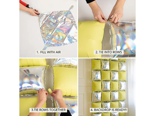 Balony foliowe Kwadraty jasnoniebieskie - 35 x 35 cm - 4 szt.