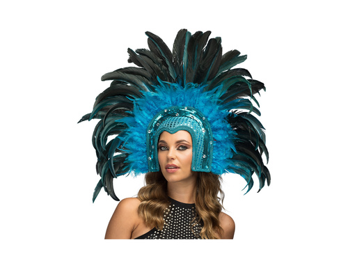 Nakrycie głowy Samba turkusowe z piórami