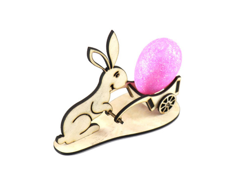 Drewniana podstawka pod jajko z zajączkiem