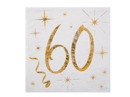 Serwetki na sześćdziesiąte urodziny - 12,5 cm - 20 szt.