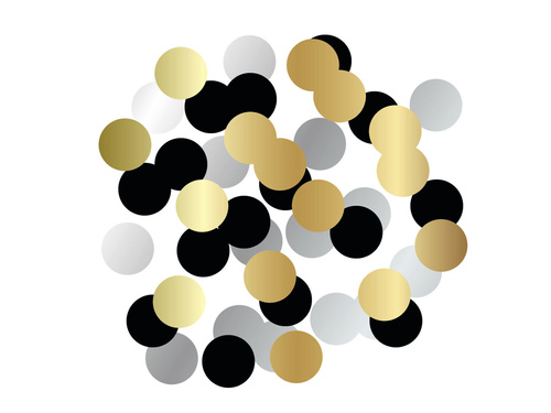 Konfetti złote, srebrne i czarne Kółka - 100 szt.