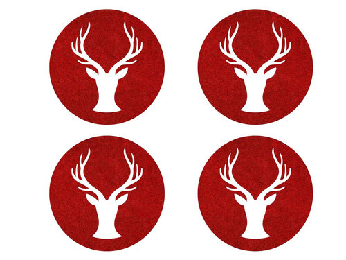 Podstawka pod kubek - Renifer - 10 cm - 4 szt.
