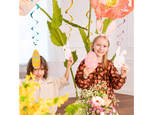 Dekoracja wisząca świderki Jajka i Króliki - 6 szt.