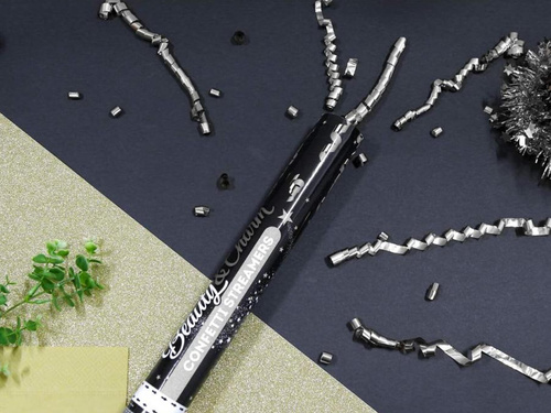 Tuba strzelająca - srebrne serpentyny - 40 cm - 1 szt.