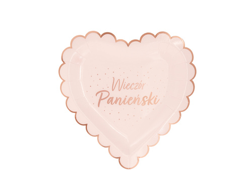 Talerzyki papierowe na Wieczór Panieński Serce - 23 cm - 6 szt.