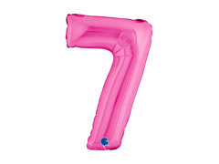 Balon foliowy cyfra 7 fuksjowy - 14" - 1 szt.