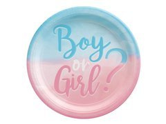 Talerzyki Boy or Girl? na Baby Shower - 23 cm - 8 szt.