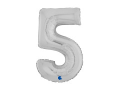 Balon foliowy cyfra 5 srebrny - 26" - 1 szt.