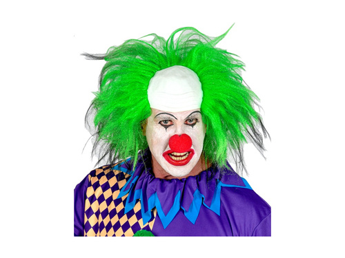 Nakrycie głowy klauna z zielonymi włosami