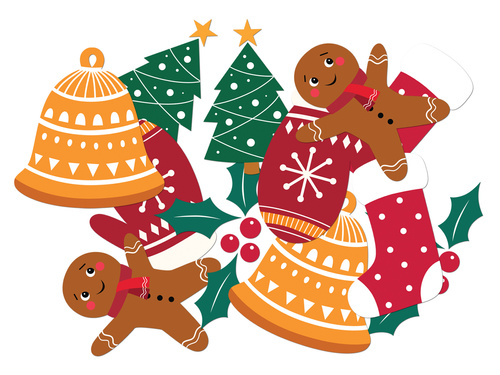 Dekoracja dwustronna na święta Bożego Narodzenia - 12 szt.