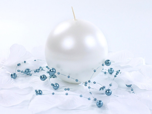 Świeca Kula metaliczna, perłowa - 8 cm - 1 szt.