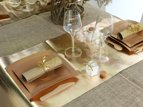 Dekoracja bieżnik na stół 3w1 - złoty metaliczny - 40 cm x 4,8 m - 1 szt.