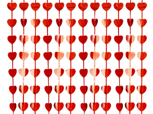 Kurtyna Serca metaliczna czerwona - 100 x 200 cm