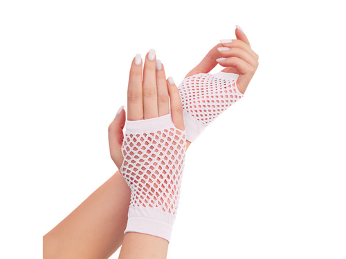 Rękawiczki z białej siatki - 11 cm