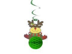 Dekoracja wisząca świderek Renifer - 19 cm - 1 szt.